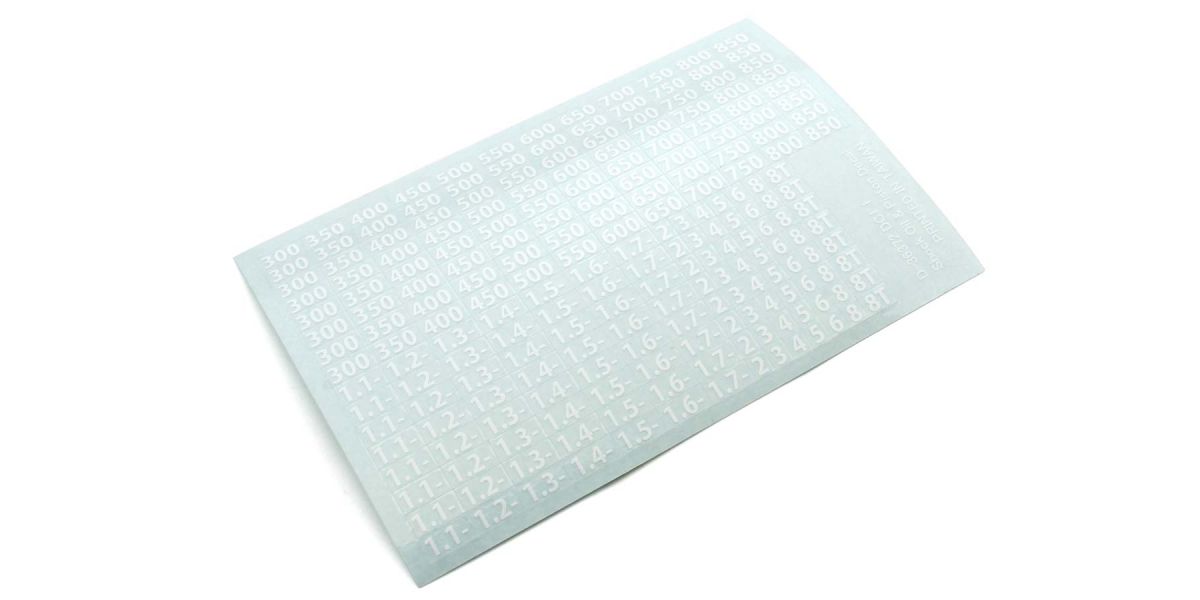 KYOSHO K.36372W - Decal Sheet Kyosho Shocks oil viscosities White