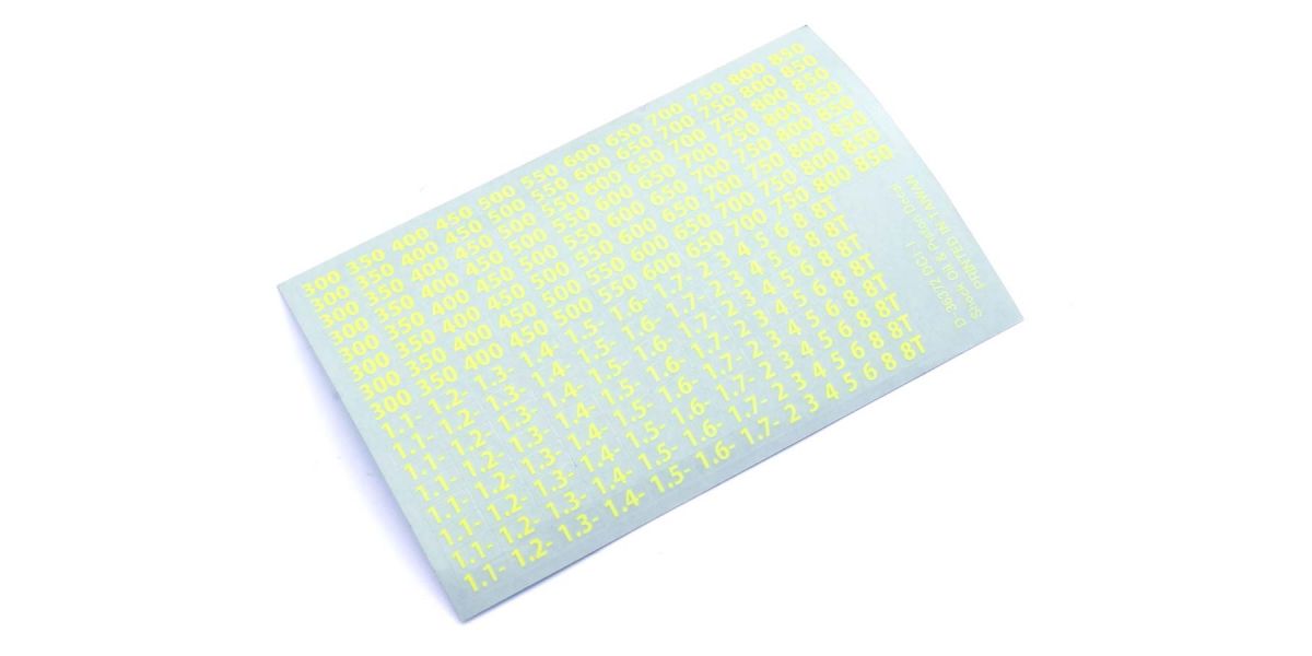 KYOSHO K.36372Y - Decal Sheet Kyosho Shocks oil viscosities Yellow