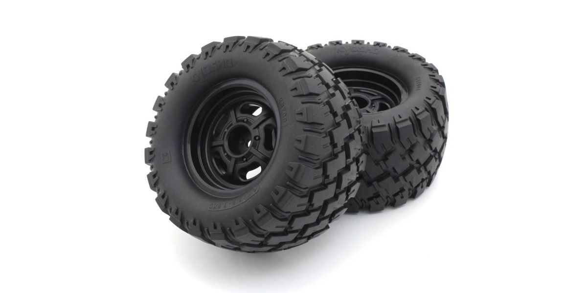 KYOSHO K.KBTH001BK - Pre-Glued Tyres on black wheels Kyosho Mad Wagon VE 2 pcs