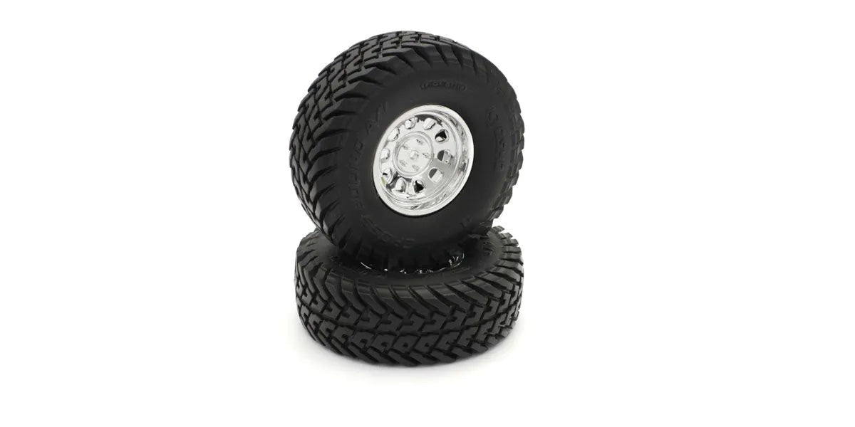 KYOSHO K.OLTH001SM - Pre-Glued Tyres Kyosho Outlaw Rampage Pro 2 pcs Chromed Wheels