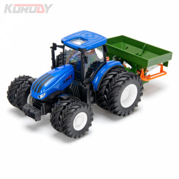 Fjernstyret traktor med gødningsspreder og tvillingehjul – Korody 1:24