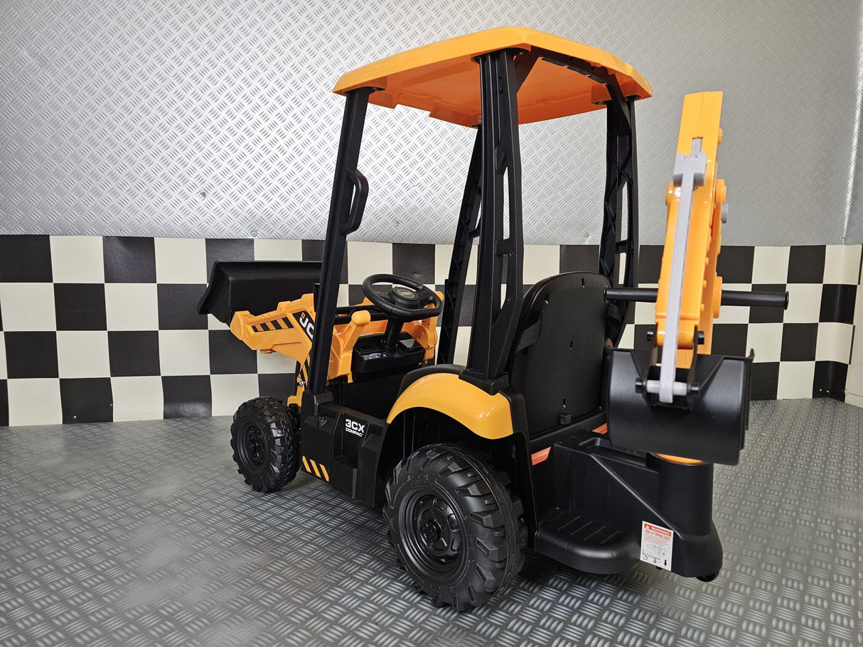 Elektrisk børnetraktor JCB Sitemaster med tag 12 volt