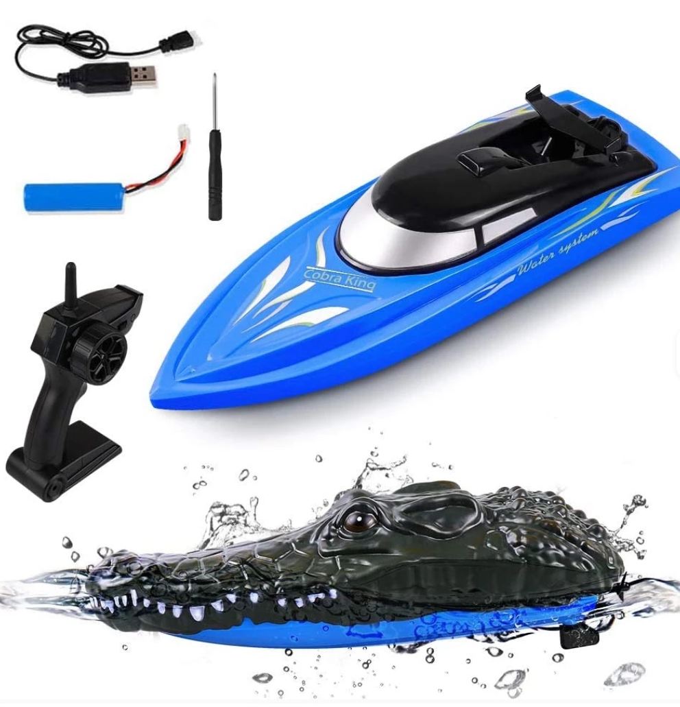 Fjernstyret krokodille-båd - skræm livet af din familie!