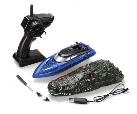 Fjernstyret krokodille-båd - skræm livet af din familie!