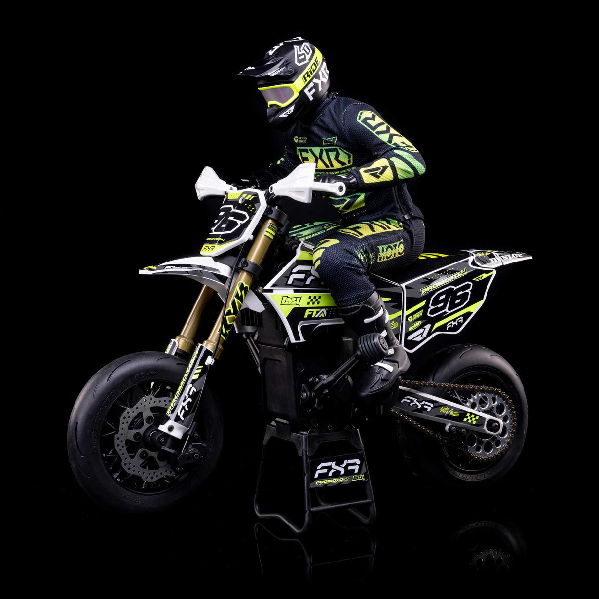 Promoto-SM 1/4 Super Moto Motorcycle, FXR, White: RTR Basic