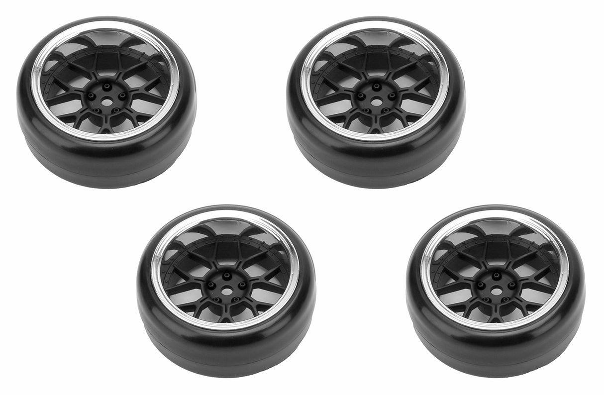 Tires & Wheels Drift / 14-Spoke Matte Black (2,4,6,8mm Offset) 12mm Hex (4)
