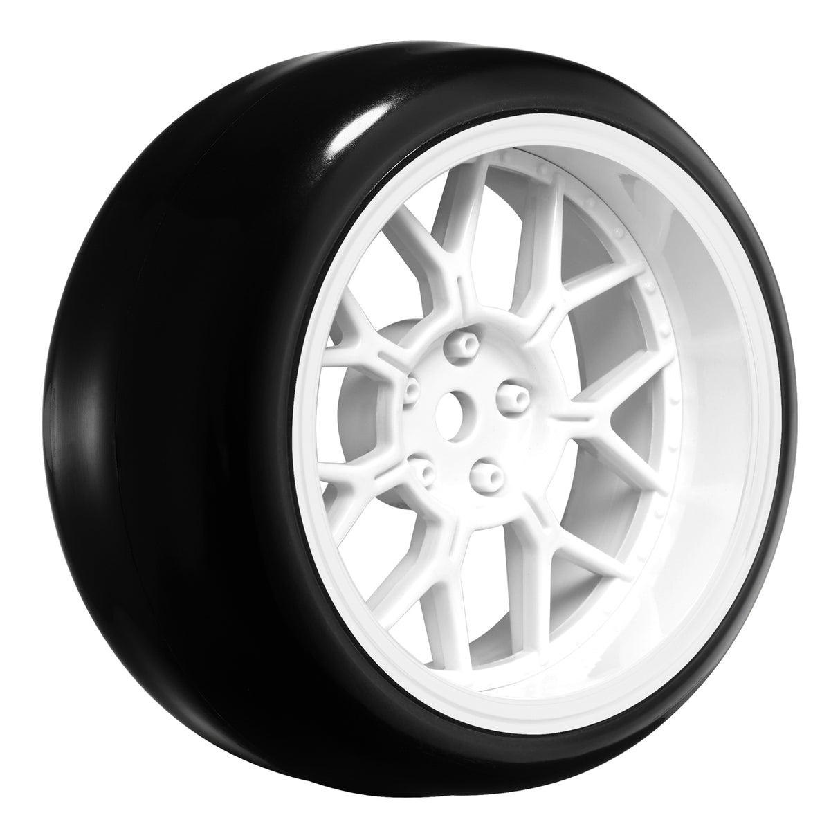 Tires & Wheels Drift / 14-Spoke White (2,4,6,8mm Offset) 12mm Hex (4)