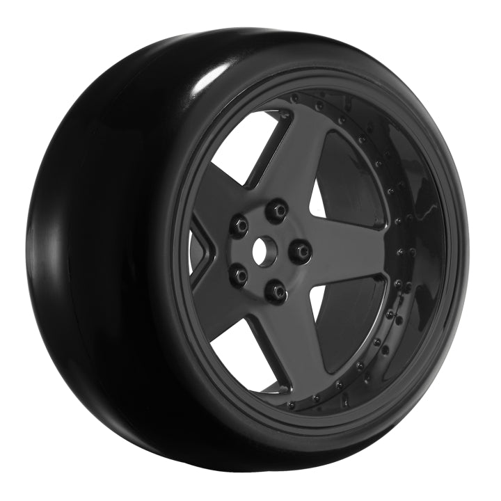 Tires & Wheels Drift / 5-Spoke Black (2,4,6,8mm Offset) 12mm Hex (4)