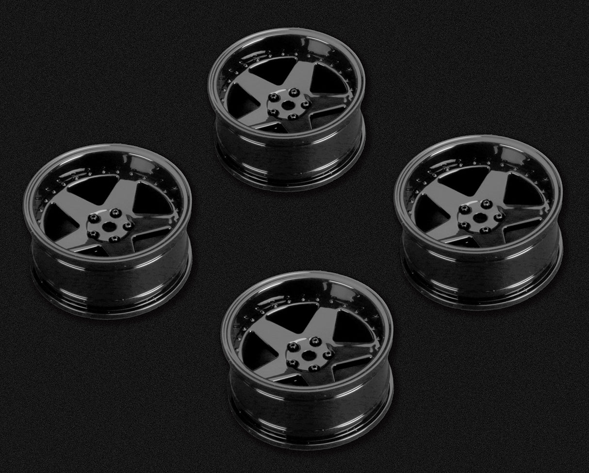 Tires & Wheels Drift / 5-Spoke Black (2,4,6,8mm Offset) 12mm Hex (4)