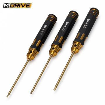 M-Drive MD23000 - Pro TiN Allen Wrench Ball Hex Tool Set 2, 2.5 & 3mm