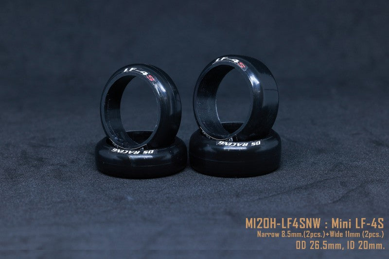 DS Racing MI20-LF4SNW - LF4S 8.5/11mm Drift Tire Set for 1:28 Mini-Z (4)
