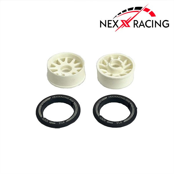 NexxRacing NXUSA-EVO-F+2-W - JUD Carbon-fiber RWD Flanged FRONT Wheels (2pcs) for Mini-Z (White) - F8.5 OFFSET +2