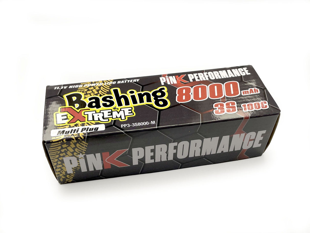 PINK PERFORMANCE PP3-3S8000-M - Pink Extreme Bashing LiPo 3S 11.1V-8000-100C Multi 157x47x34mm 515g