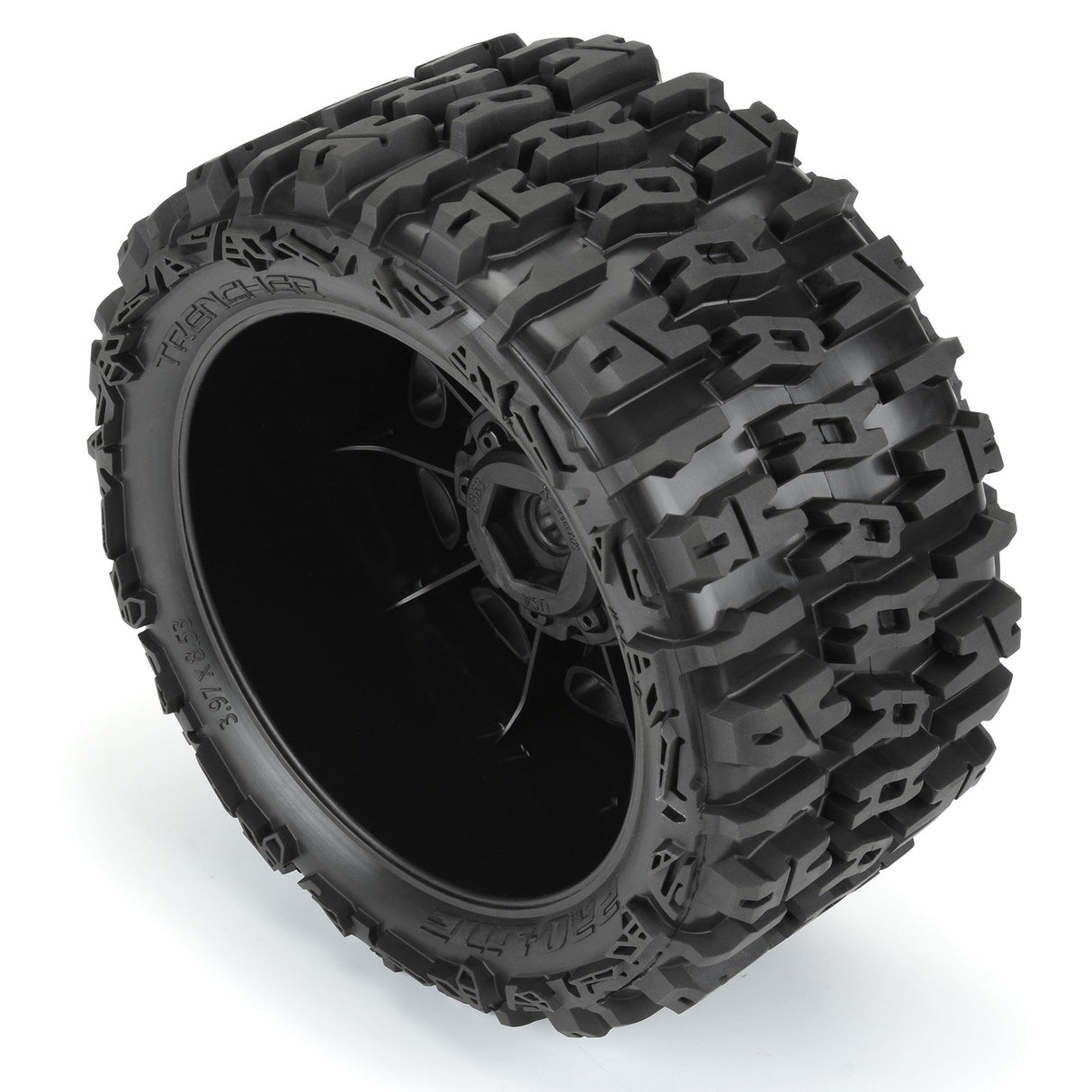 Trencher 5.7in Tires Mounted on Raid Black 8x48 Removable 24mm Hex Wheel 2 for X-MAXX, KRATON 8S & Other Large Vehicles Front or Rear