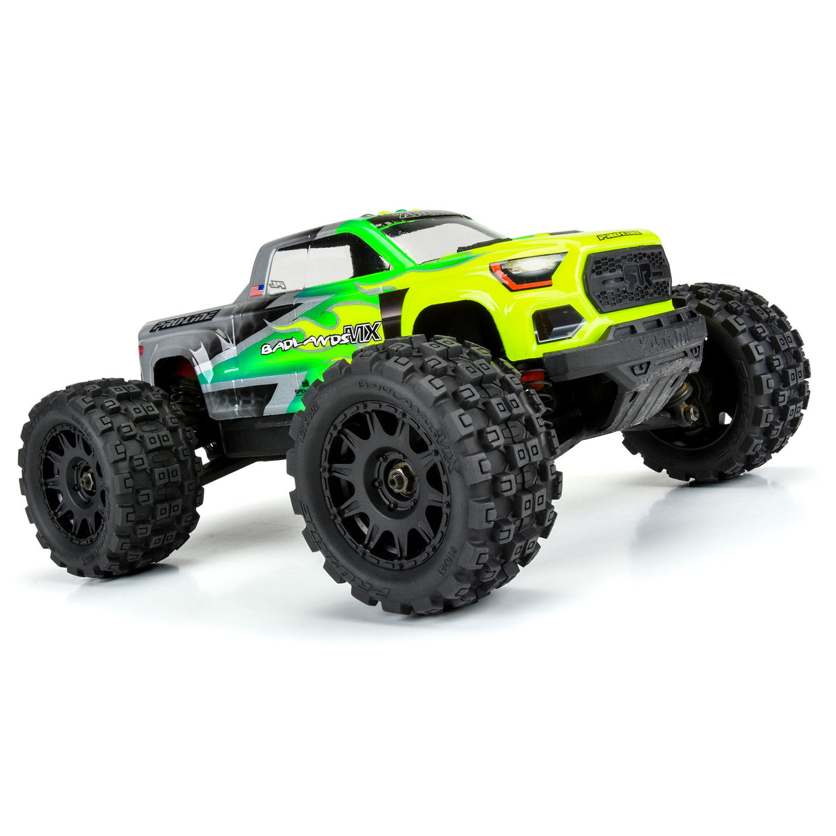 Badlands MX 1.85" All-Terrain Truck Tires (4) Mounted on Raid Black 12mm Hex Wheels for Granite GROM 4x4 Front or Rear