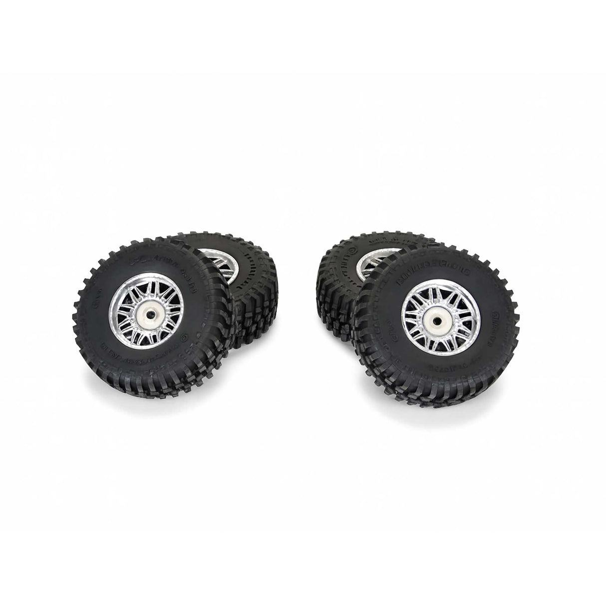 Flat Iron F/R Tires Mounted 12mm Hex Chrome Diablo (4) for Arrma Typhon Grom