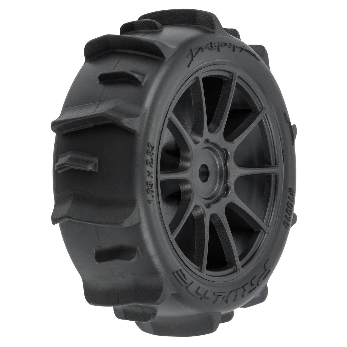 Dumont F/R Tires Mounted 12mm Hex Black Mach 10 (4) for Arrma Typhon Grom