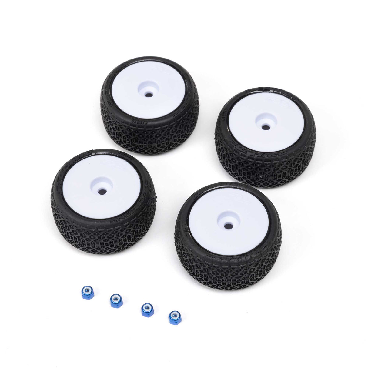 Electron 2.0 F/R Tires Mounted 7mm White (4) for Losi Micro-T
