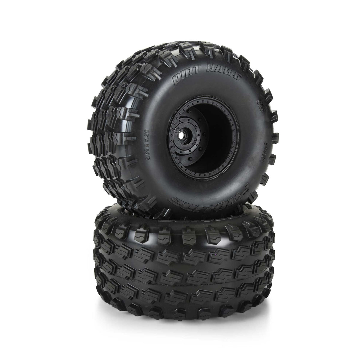 Dirt Hawg 2.0 F/R 2.6" MT Tires Mounted Arrma Stock Wheel Black (2) for ARRMA QUAKE & GORGON