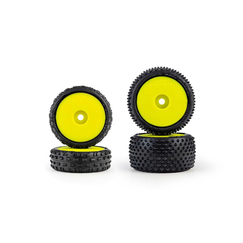 Pro-Line Racing 1/24 Wedge Front and Prism Rear Carpet Tires Mounted 7mm Yellow (4): Losi Micro-B