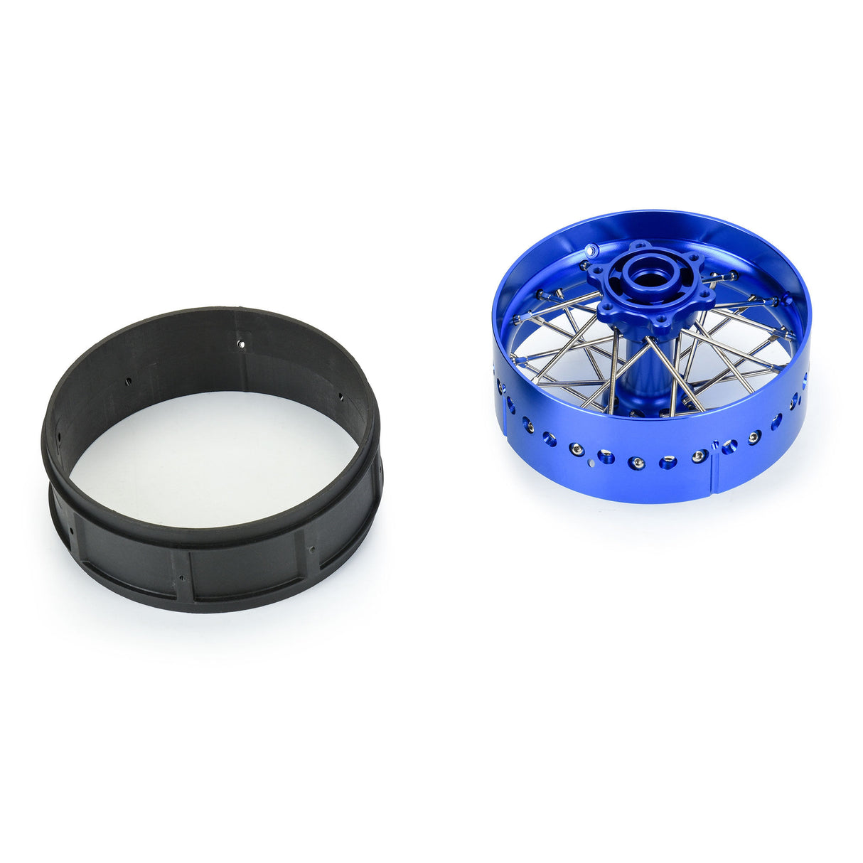 Pro-Spec Aluminum V2 Bead Rear Wheel Blue/Blue (1): Losi Promoto-SM