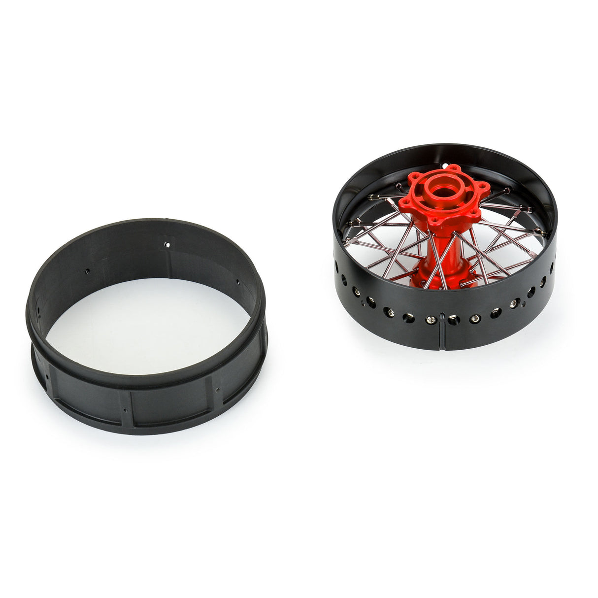 Pro-Spec Aluminum V2 Bead Rear Wheel Black/Red (1): Losi Promoto-SM