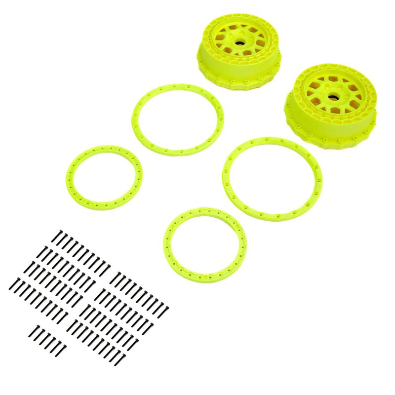 Pro-Line Racing Wheel and Beadlock Set Yellow (2): 5IVE-T 3.0