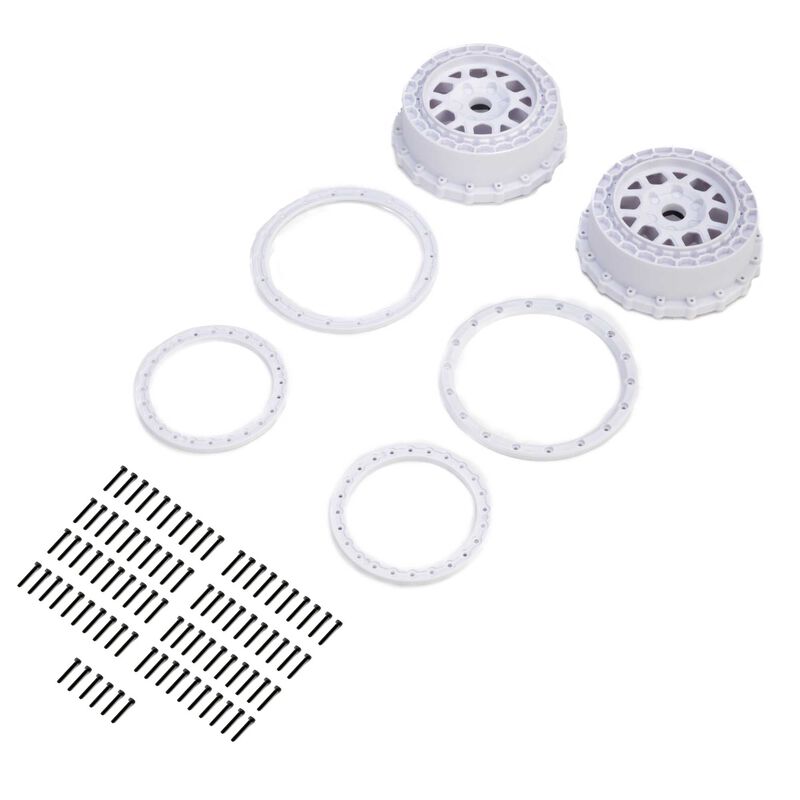 Pro-Line Racing Wheel and Beadlock Set White (2): 5IVE-T 3.0