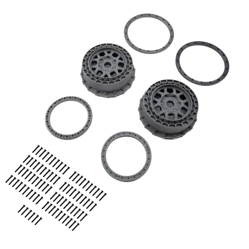 Pro-Line Racing Wheel and Beadlock Set Gray (2): 5IVE-T 3.0