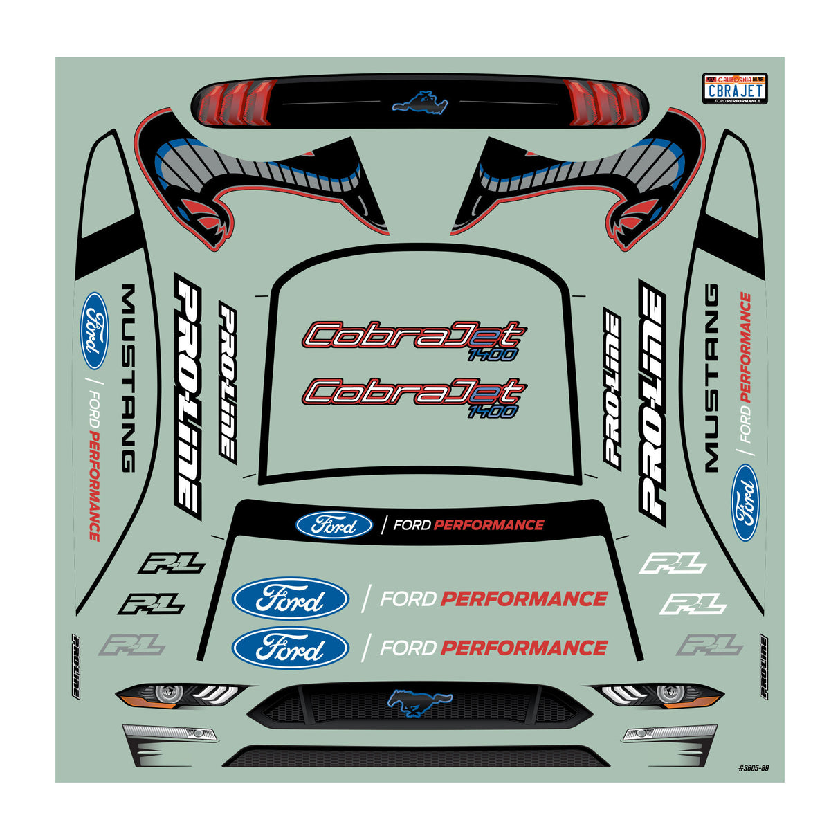 1/16 '21 Mustang Cobra Jet Clr Bdy: Losi Mini Drag
