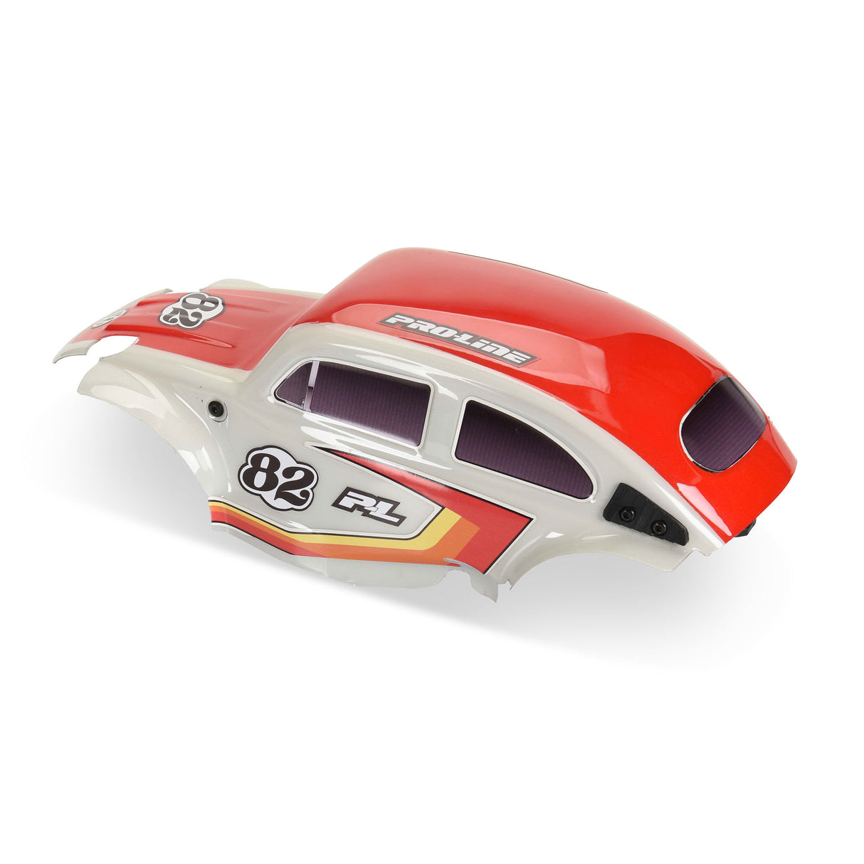 Class 1 VW Bug Red Race Body Conversion Kit and Flat Iron Tires Mounted 12mm Chrome Diablo (4) for Arrma Typhon Grom