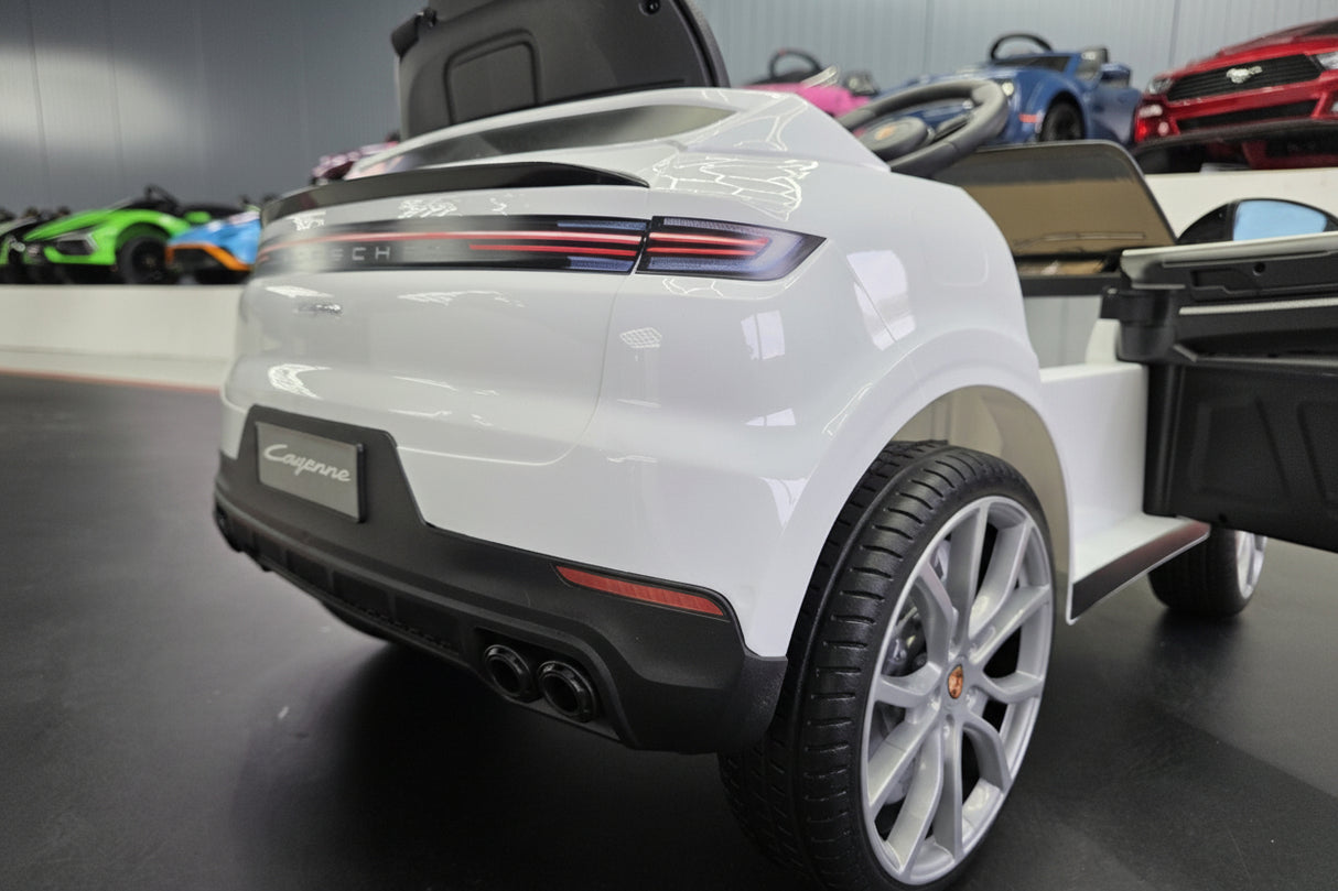 Porsche Cayenne batteri børnebil 12 volt hvid