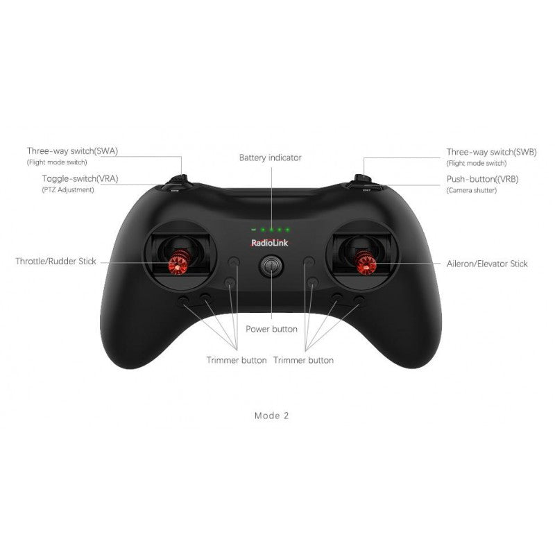 T8S 8-Channels radio with Bluetooth (Mode 1) with R8EF Receiver