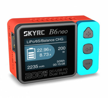 SkyRC SK-100198-01 - SkyRC B6neo DC Charger Input 10-28volt Red/Blue