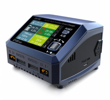 SkyRC 10A Oplader D100neo. Dobbeltlader 2 batterier med strømforsyning på 2x100W - NiMH, Lipo,LiFe, LiIon - 1-6S