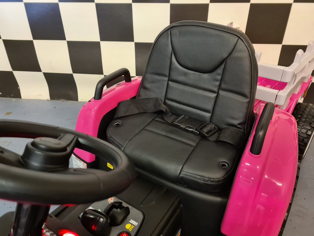 Children's tractor 12 volts with trailer pink