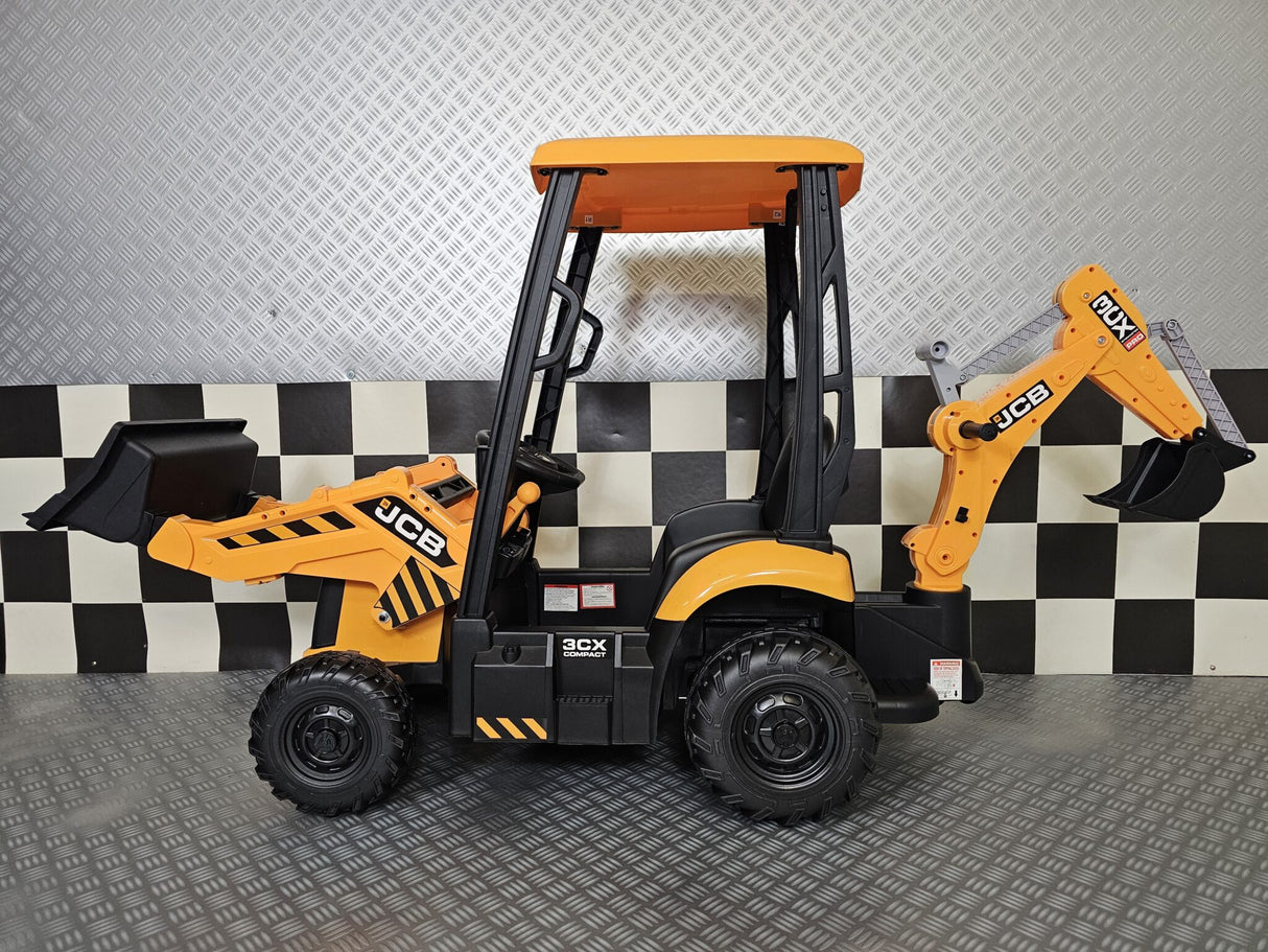 Elektrisk børnetraktor JCB Sitemaster med tag 12 volt