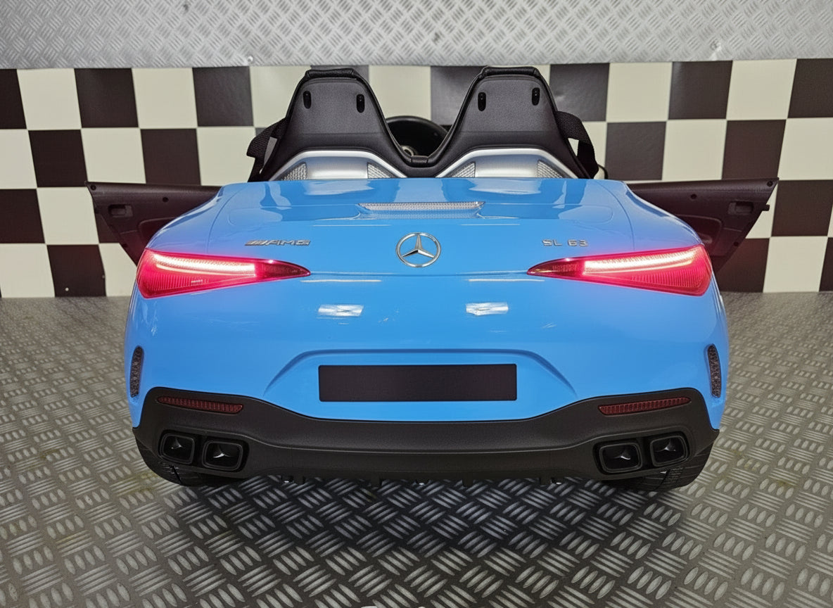 Electric children's car Mercedes SL63 12 volt metallic blue