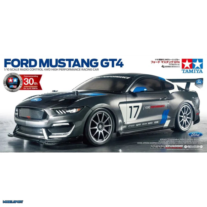 Tamiya Ford Mustang GT4 (TT-02) Fjernstyret bil Kit Uden ESC