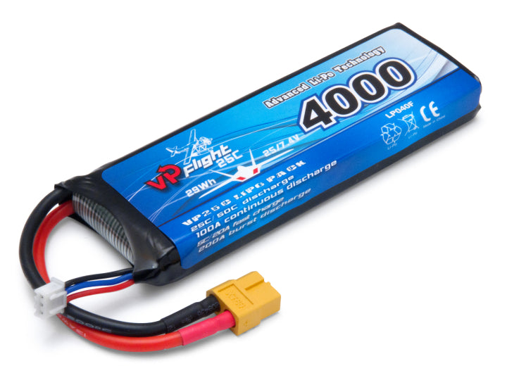 Li-Po Battery 2S 7,4V 4000mAh 25C XT60-connector