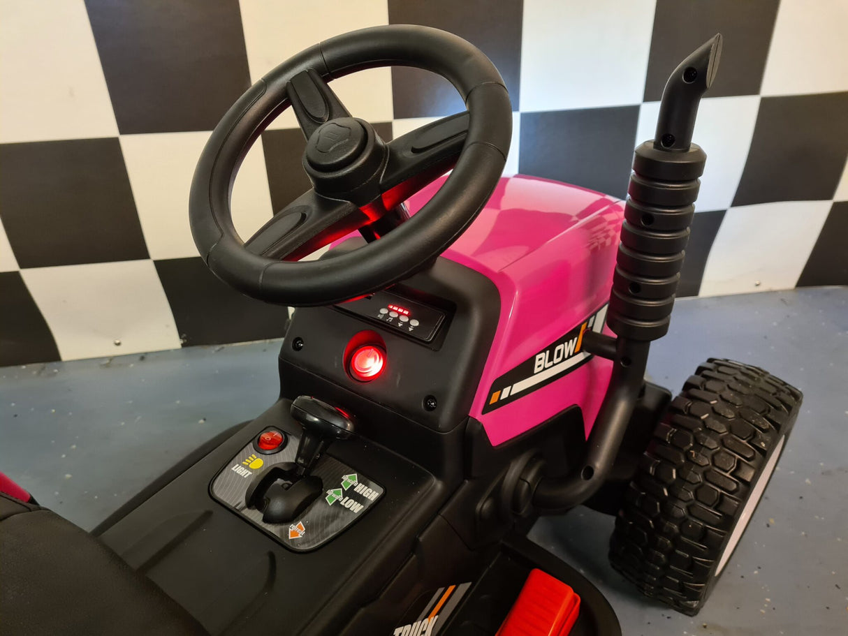 Children's tractor 12 volts with trailer pink