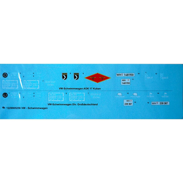 Decals VW Typ 166 Schwimmwagen Kuban