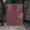 Lockable Tree Of Life Red Leather Journal 15 x 21cm
