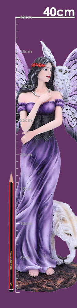 Amethyst Companions Purple Wolf and Owl Fairy Companion Figurine