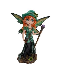 Autumn Fae Fairy Figurine with Dream Catcher and Bird