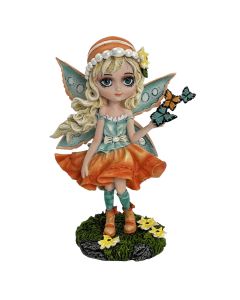 Autumn Fae Fairy Figurine with Dream Catcher and Bird