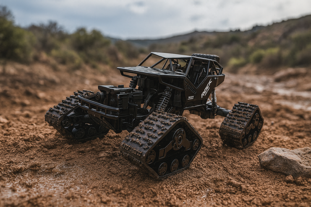 Fjernstyret Rock Crawler bil med 2 sæt dæk 2-i-1