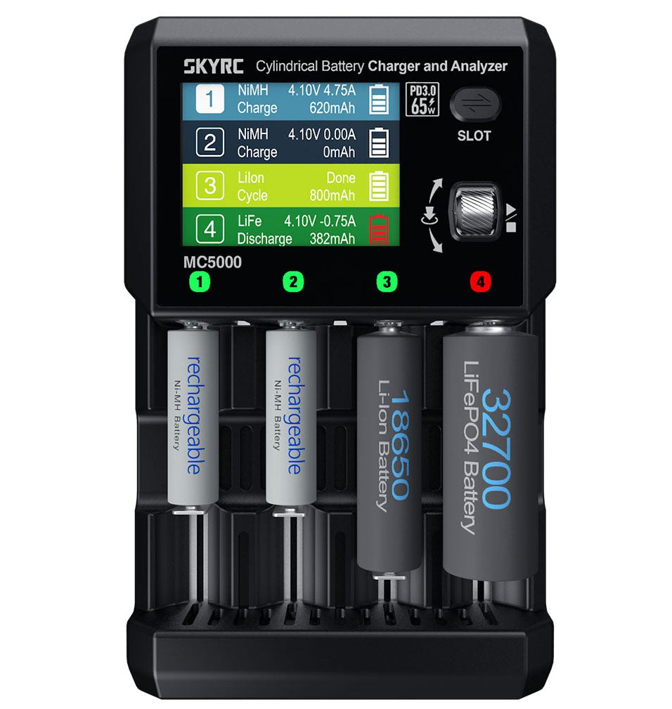 MC5000 Cylindrical Battery Charger and Analyzer With PD Input