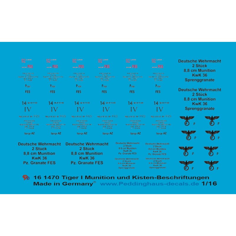Munitionbeschriftung 8,8 cm Munition Tiger und Kistenbeschriftungen