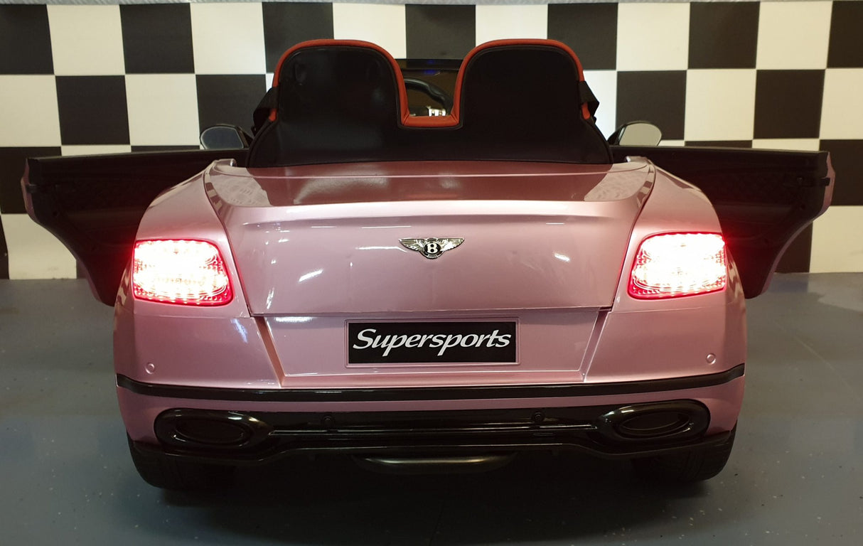 Children's battery toy car Bentley Continental metallic pink